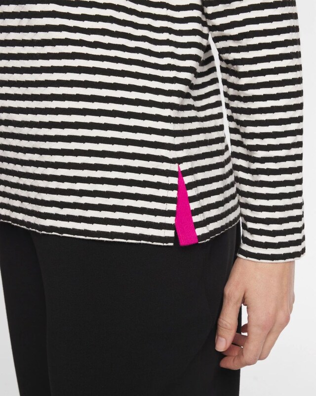 Zenergy Striped Jacquard Contrast Pullover Top - image 5